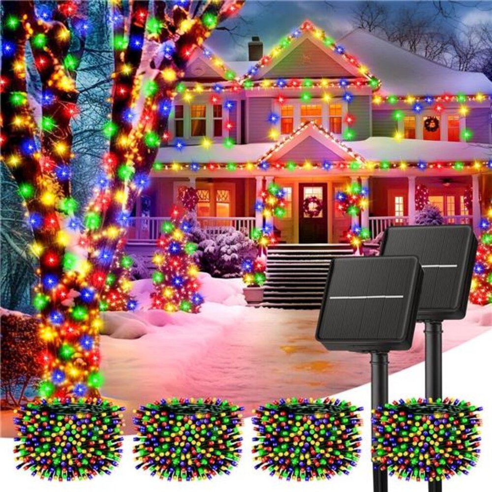 Solar String Lights for Outside 4 Pack Total 160FT 400 LED Solar Christmas Light